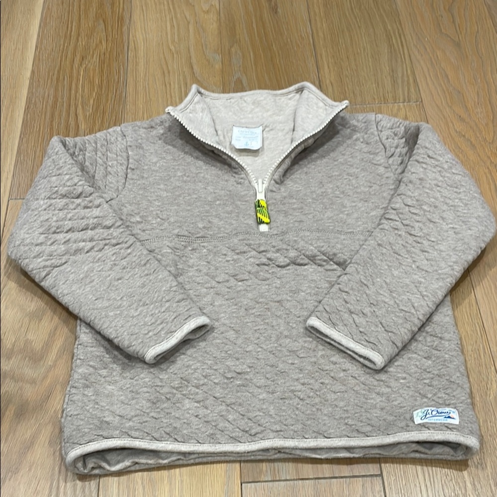 Crewcuts boys oatmeal beige Heather Quilted Half-Zip Pullover s 6-7